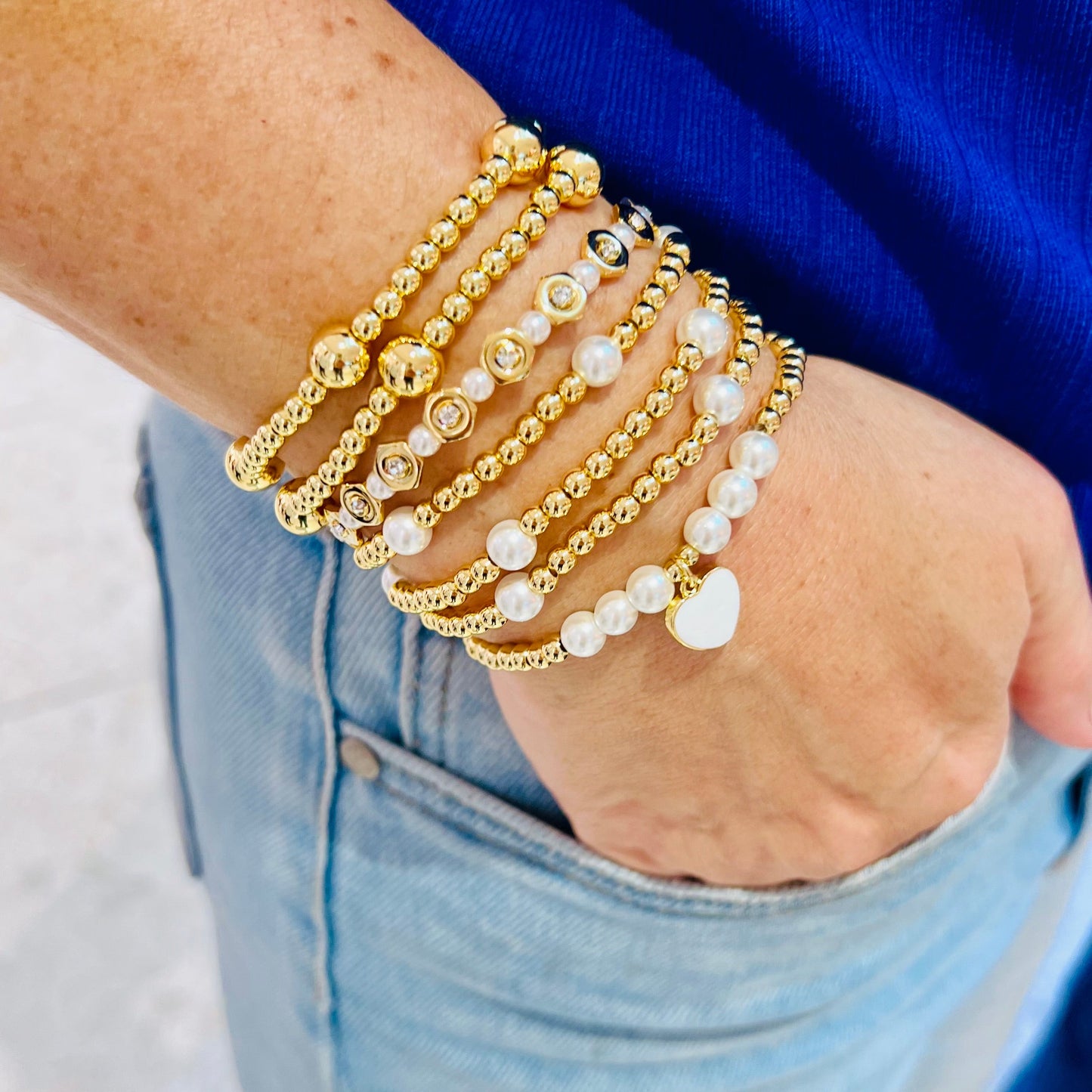 Double bead elastic bracelet