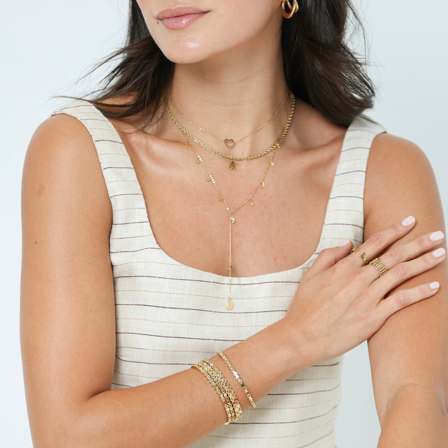 Star and Moon Lariat Necklace