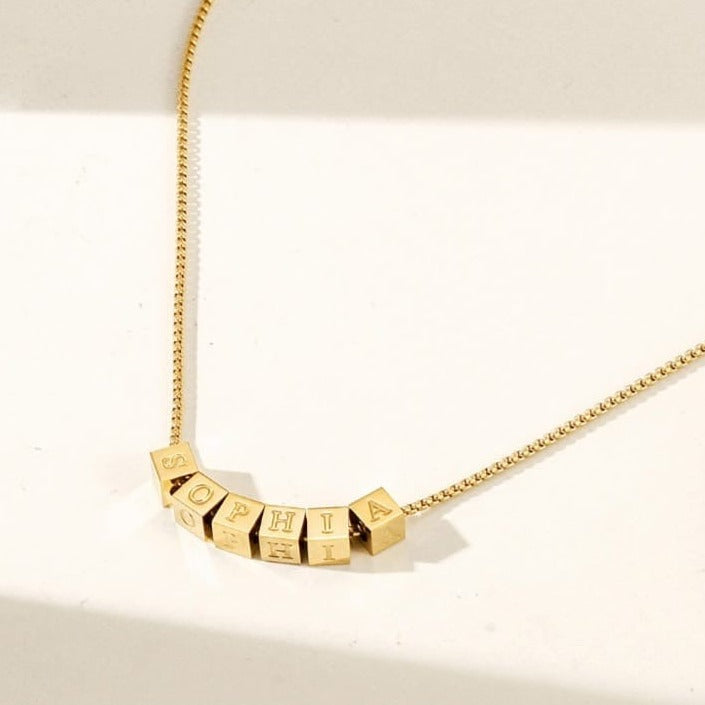 Cube Initial Necklace