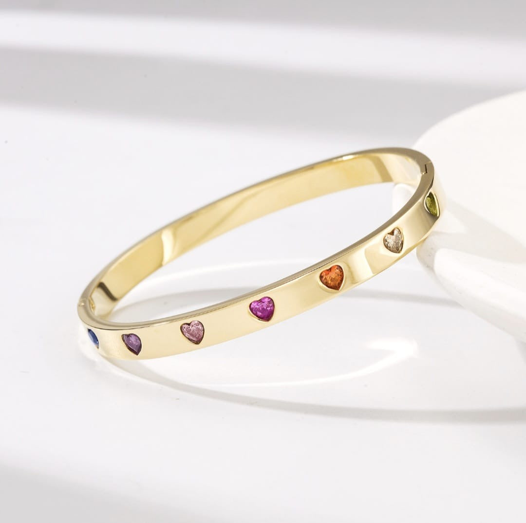 Multi Color Heart Bangle
