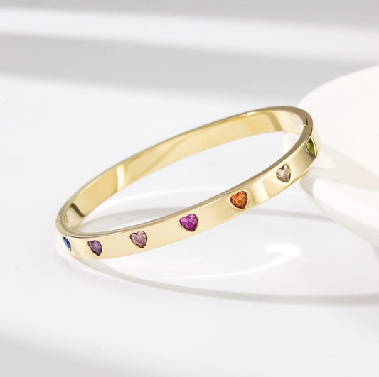 Multi Color Heart Bangle