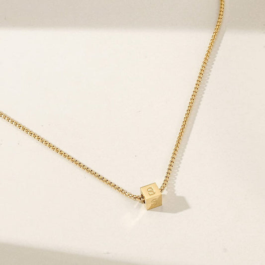 Cube Initial Necklace