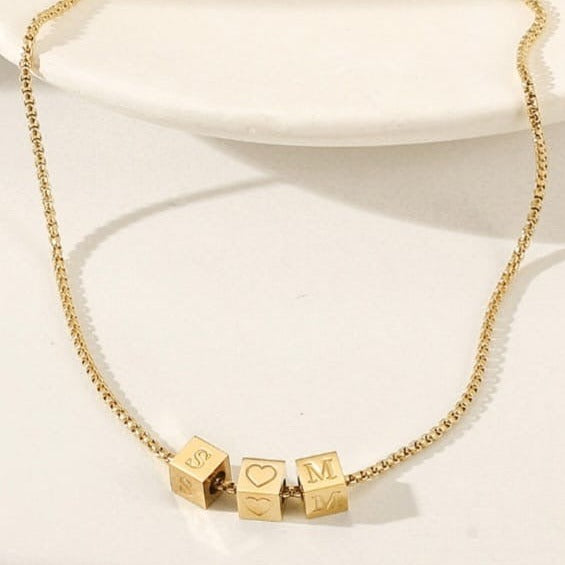 Cube Initial Necklace