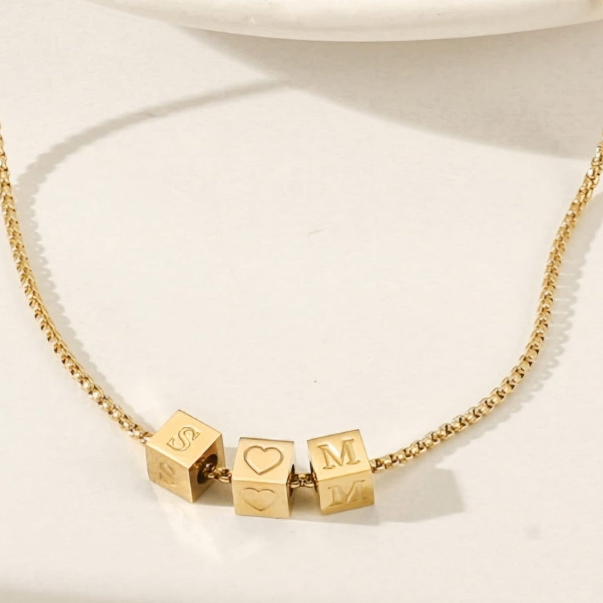 Cube Initial Necklace