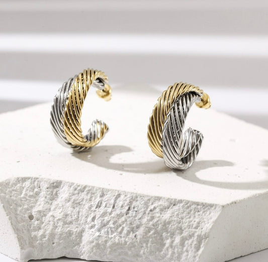 Two Tone Hoop Earrings