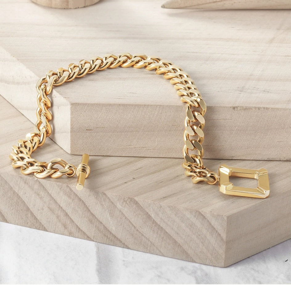 Square and Chain Bracelet