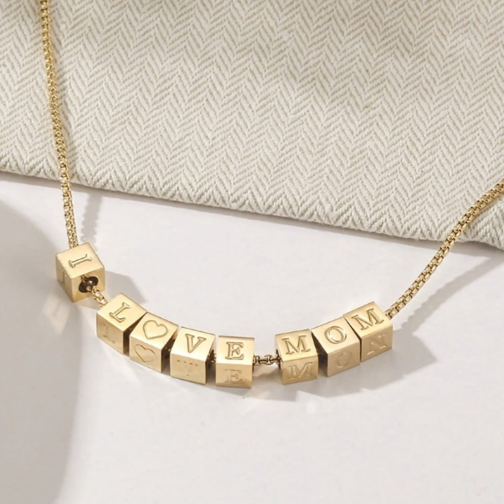 Cube Initial Necklace