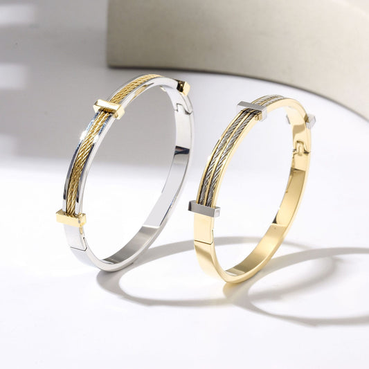Mixed Metal Cable Bangle